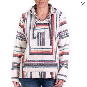 The Original Señor Lopez PALM BEACH OLAS hooded baja pullover, women’s size M